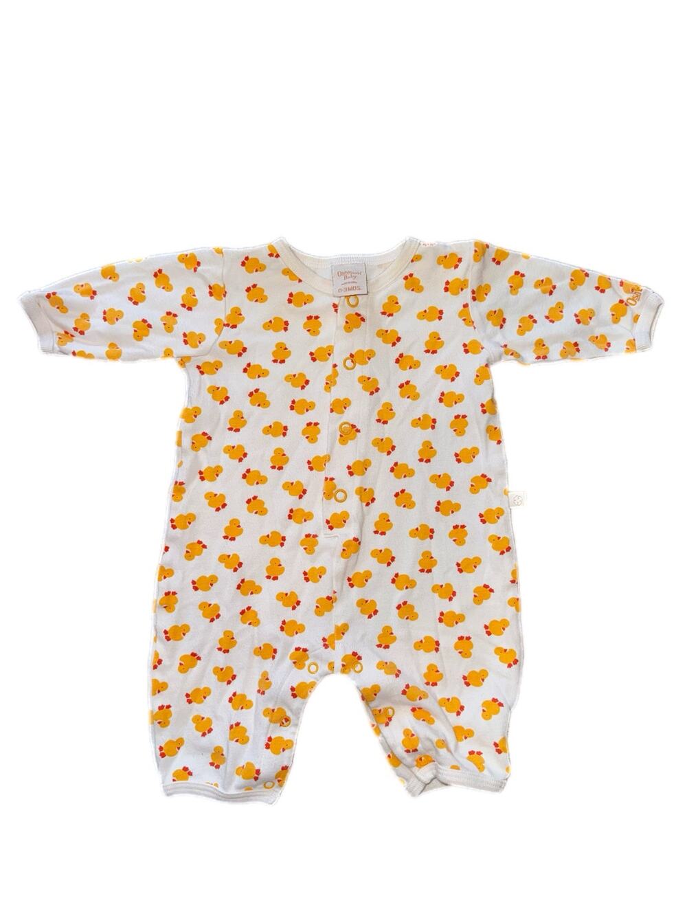 Vintage OshKosh All Over Print Baby Duck Print One Piece Romper Sleeper 0-3M